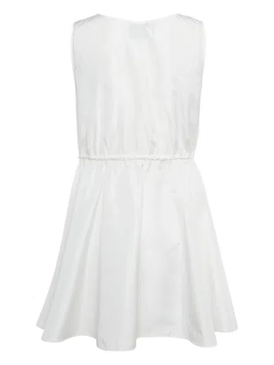 Pre-owned Miu Miu Zip Sleeveless Mini Dress In White