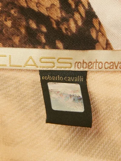 Pre-owned Cavalli Class Pleated Snakeskin Maxi Dress In Neutral