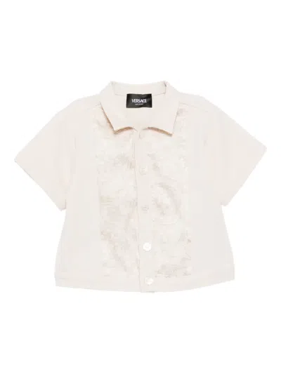 Versace Barocco Paneled Shirt In White