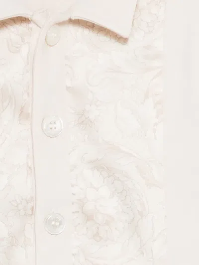 Versace Barocco Paneled Shirt In White