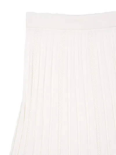 Balmain Pleated Knitted Maxi Skirt In White