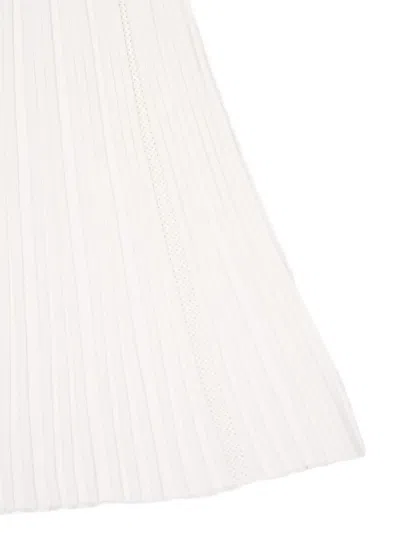 Balmain Pleated Knitted Maxi Skirt In White