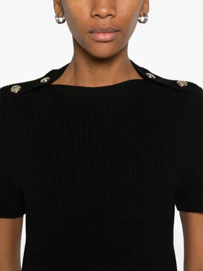 Maje Cotton-blend Rib Knit And Taffeta Mini Dress In Black