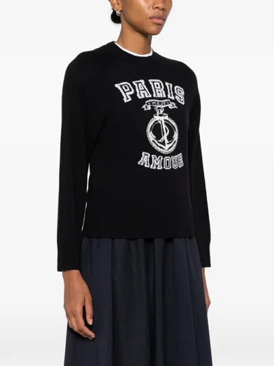 Maje Paris Motif Sweatshirt In Black