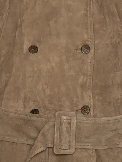 Rotate Birger Christensen Belted Oversize Suede Jacket In Brown