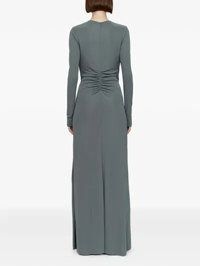 Christopher Esber Orica Crystal Ruched V-neck Dress In Gray