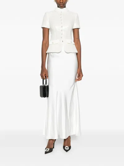 Self-portrait Button-embellishment Maxi Skirt Set (set Of Two) In White