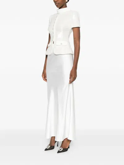 Self-portrait Button-embellishment Maxi Skirt Set (set Of Two) In White