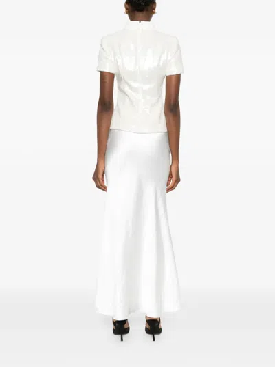 Self-portrait Button-embellishment Maxi Skirt Set (set Of Two) In White