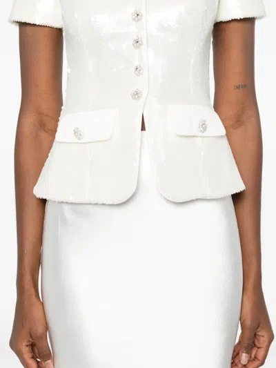 Self-portrait Button-embellishment Maxi Skirt Set (set Of Two) In White