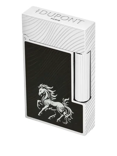 St Dupont Ligne 2 Horse Motif Lighter In Black