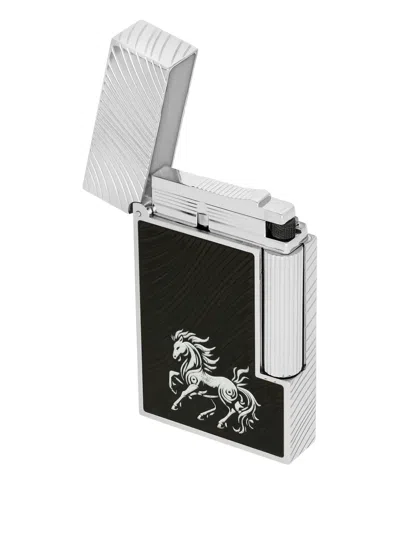 St Dupont Ligne 2 Horse Motif Lighter In Black