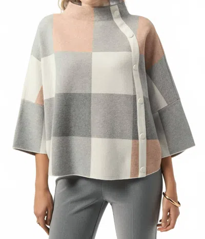 Joseph Ribkoff Plaid Jacquard Knit Top In Rose/multi In Multi