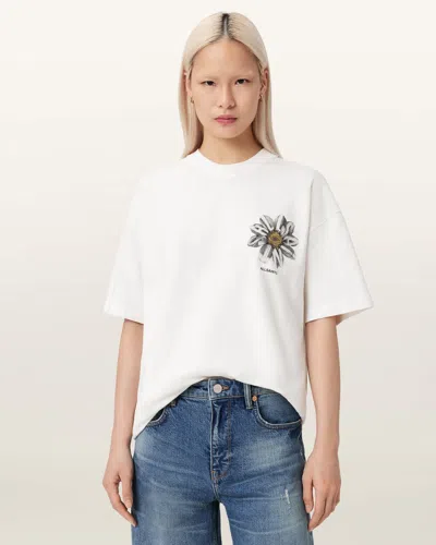 Allsaints Petal Etta Oversized T-shirt In White