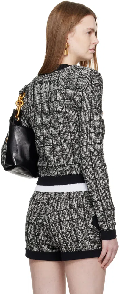 Balmain Black Light Tweed Cardigan In Black