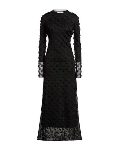Sportmax Backless Round Neck Dress With Long Sleeves In Black