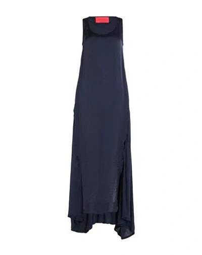 Virginia Bizzi Woman Maxi Dress Midnight Blue Size 6 Polyester In Blue