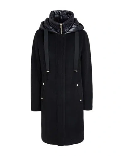 Herno Woman Coat Black Size 6 Alpaca Wool, Wool, Polyamide In Black