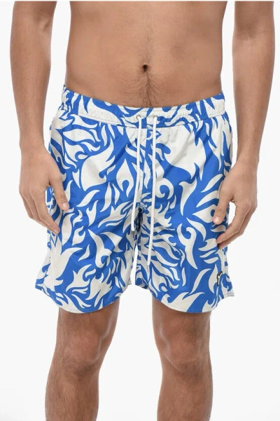 Yes I Am Abstract-patterned Swimshorts In Blue