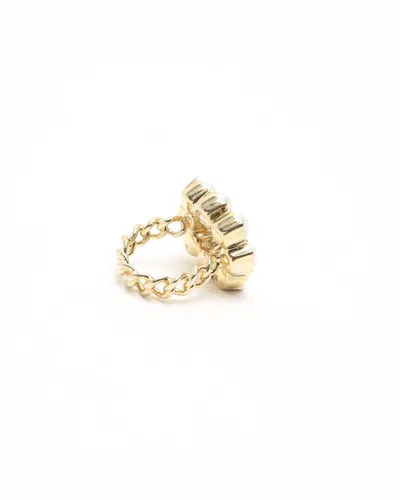 Gucci Flower Pearl Ring, Size 51 In Gold