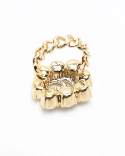 Gucci Flower Pearl Ring, Size 51 In Gold
