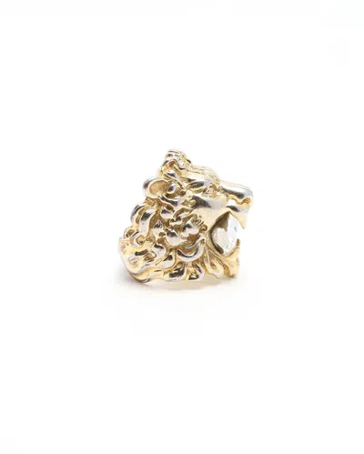 Gucci Lion Rhinestone Ring, Size 55 In Gold