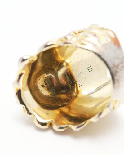 Gucci Lion Rhinestone Ring, Size 55 In Gold