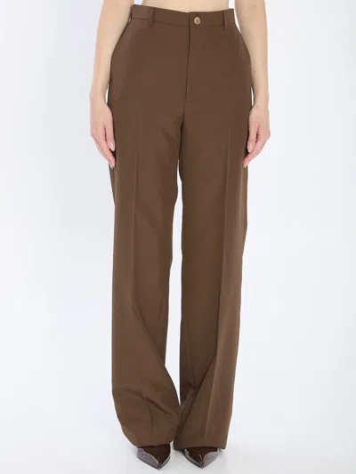 Gucci Straight-leg Tailored Pants In Brown