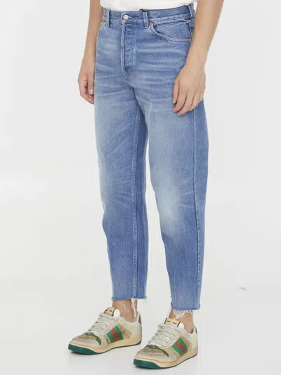 Gucci Washed-out Denim Jeans In Blue