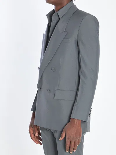 Gucci Burberry Beige Reversible Wool Cape With Burberry Check In Gray