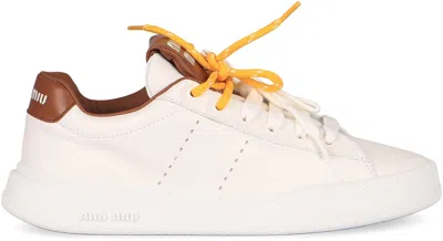 Miu Miu Leather Sneakers In White