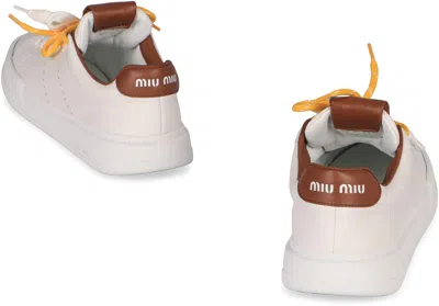 Miu Miu Leather Sneakers In White