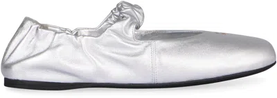 Miu Miu Ruffled Ballerinas In Nappa In Silver