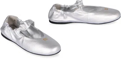 Miu Miu Ruffled Ballerinas In Nappa In Silver