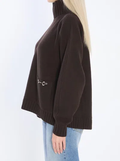 Gucci Sweater With Horsebit Detail In Brown