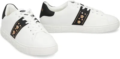 Versace Greca Studded Leather Sneakers In Multi