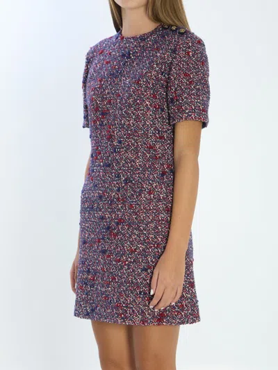 Gucci Textured Wool Dress Featuring Signature Buttons In Multi