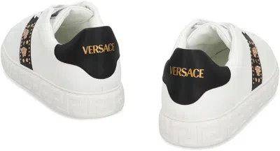 Versace Greca Studded Leather Sneakers In Multi
