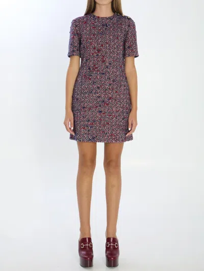 Gucci Textured Wool Dress Featuring Signature Buttons In Multi