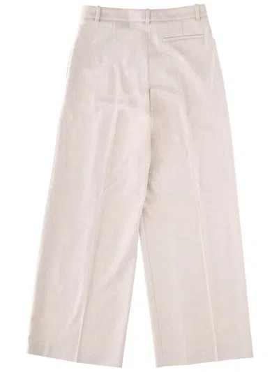 Hugo Boss Wide Leg Trousers Pleated Front Belt Loops In White