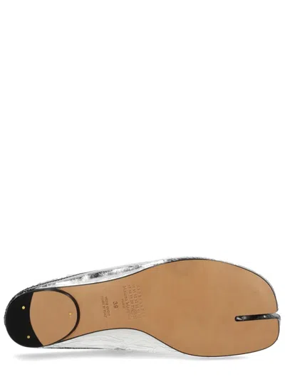 Maison Margiela Leather Tabi Mule With Broken Mirror Effect In Silver