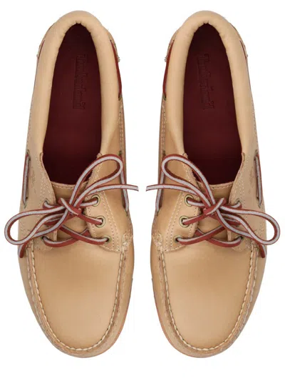 Timberland Loafers Rubber Sole Stitch Detailing Design In Nude