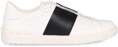 Valentino Garavani Open Leather Sneakers With Contrast Band And Stud Details Shoes In White