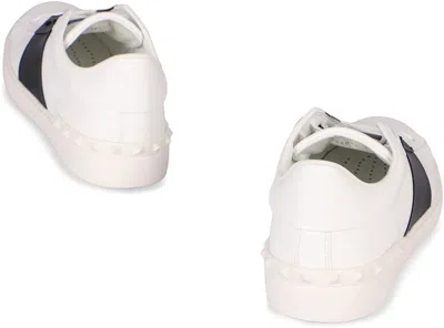 Valentino Garavani Open Leather Sneakers With Contrast Band And Stud Details Shoes In White