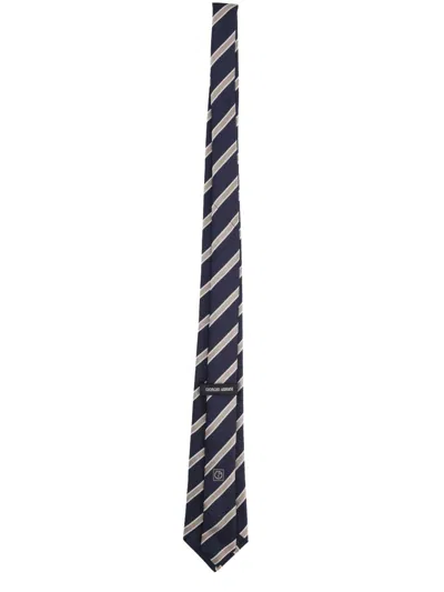 Giorgio Armani Slim Stripe Tie Narrow Design In Blue