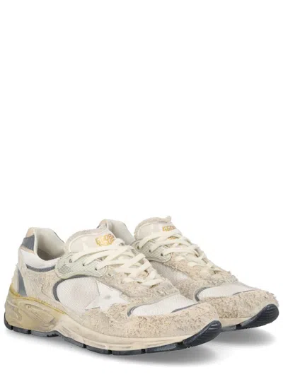 Golden Goose Running Dad New Net And Suede Upper Leather Star And Heel Suede Spur Sneakers White In Neutral