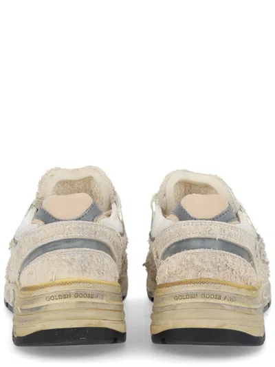 Golden Goose Running Dad New Net And Suede Upper Leather Star And Heel Suede Spur Sneakers White In Neutral