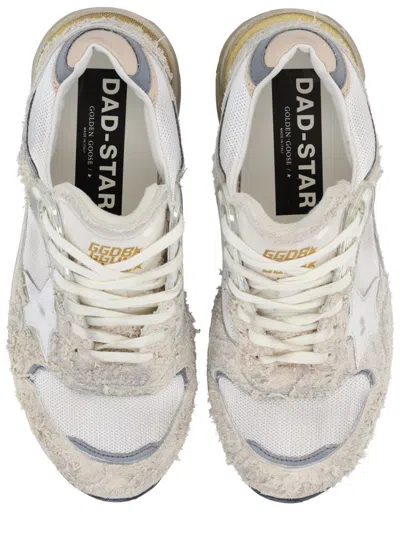 Golden Goose Running Dad New Net And Suede Upper Leather Star And Heel Suede Spur Sneakers White In Neutral