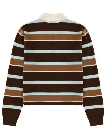 Guest In Residence Cropped Stripe Rugby Polo Shirt In Brown