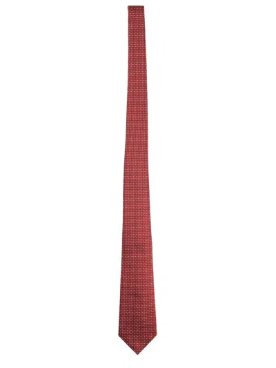 Giorgio Armani Textured Fabric Mens Silk Tie In Red